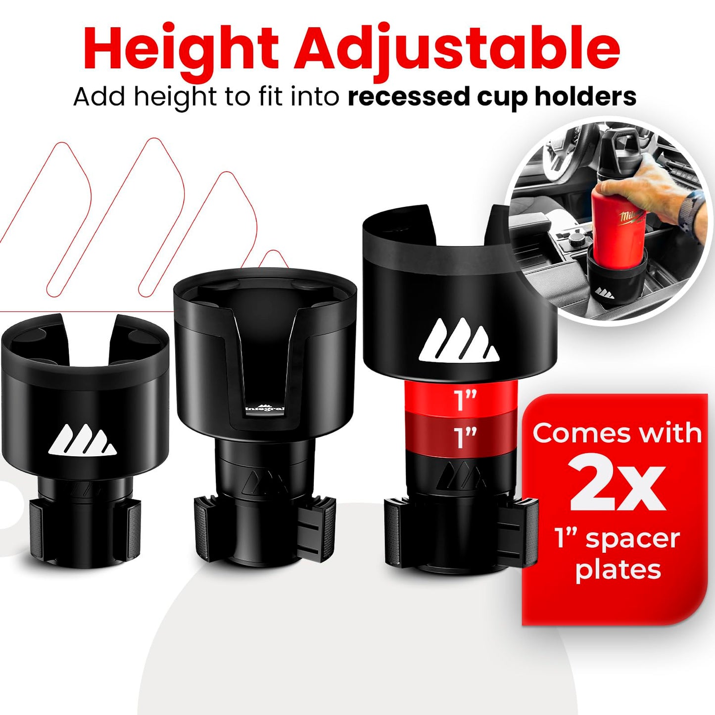 Integral Ultimate Car Cup Holder Expander – Adjustable Base