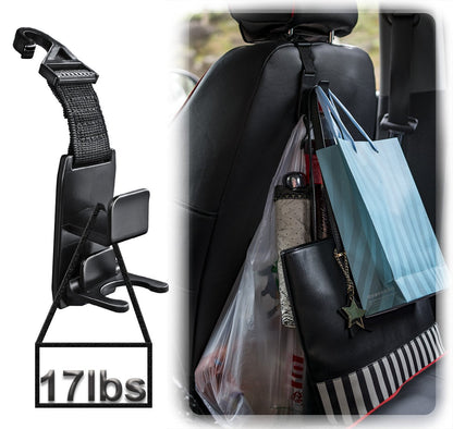 Heroway Car Headrest Hooks 4-Pack – Black
