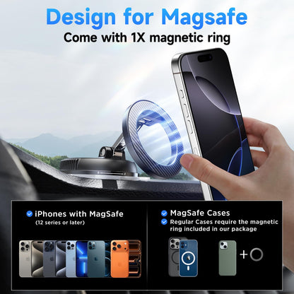 ANDERY MagSafe Car Phone Holder – Carbon Fiber – Strong Suction & Magnetic – 360° Adjustable